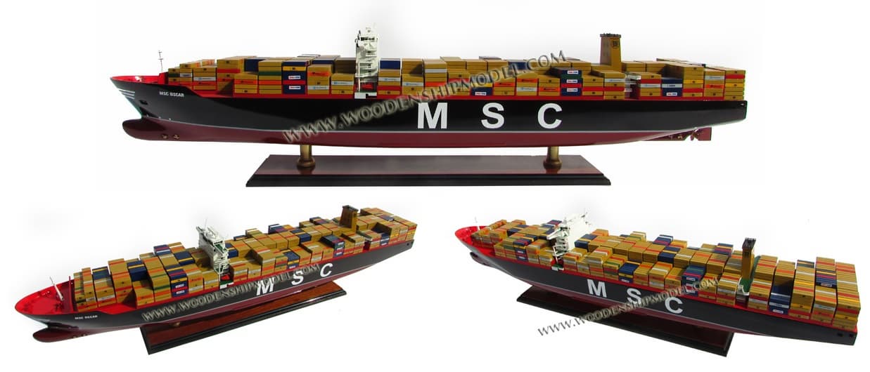 WOODEN MSC MODEL CONTAINER SHIP